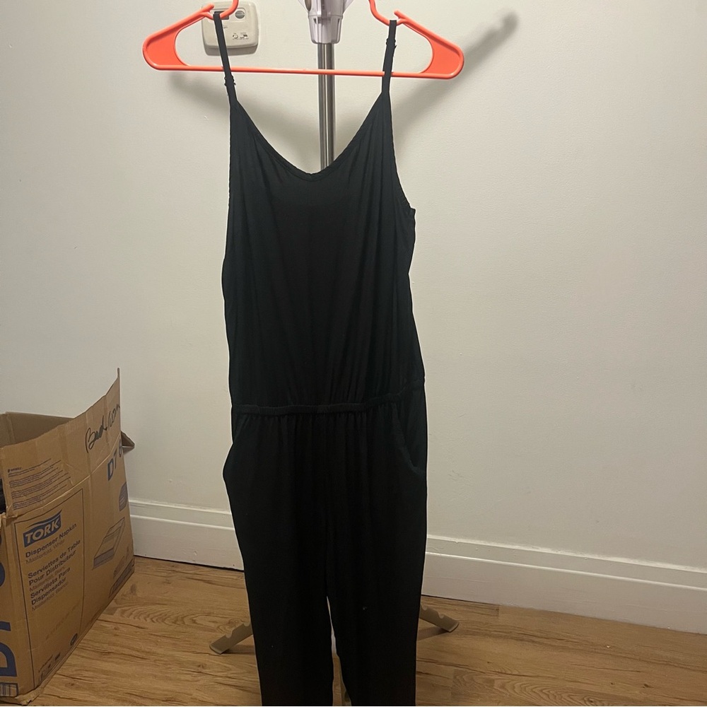 Black Women's Jumpsuit spaghetti straps size Medium POCKETS